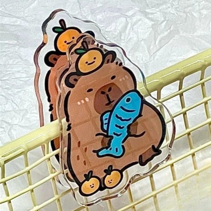 

1 шт. Новый тренд, милый мультяшный акриловый зажим с изображением капибары, креативный студенческий зажим для бумаги, зажим для закусок, офисный зажим для документов, папка для таблеток