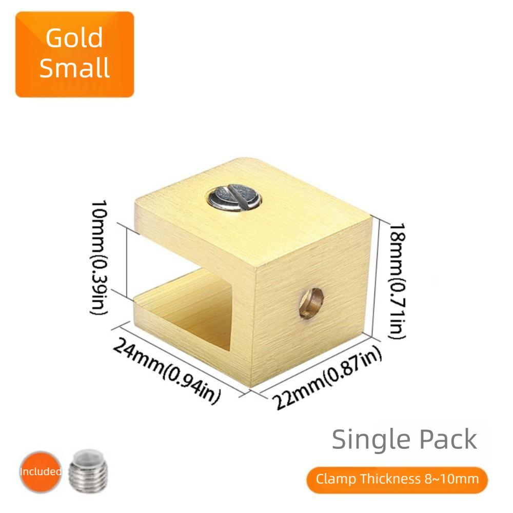 Wall Mount Shelf Wall Mount Shelf Glass U Clip Glass Shelves Clips  Bathroom Shelves Golden small size