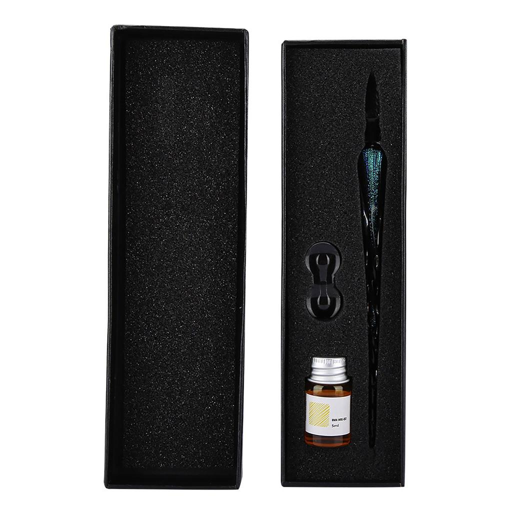Glas-Dip-Stift Signatur-Tinte Stift Füllfederhalter Set mit Tintenhalter Bunt