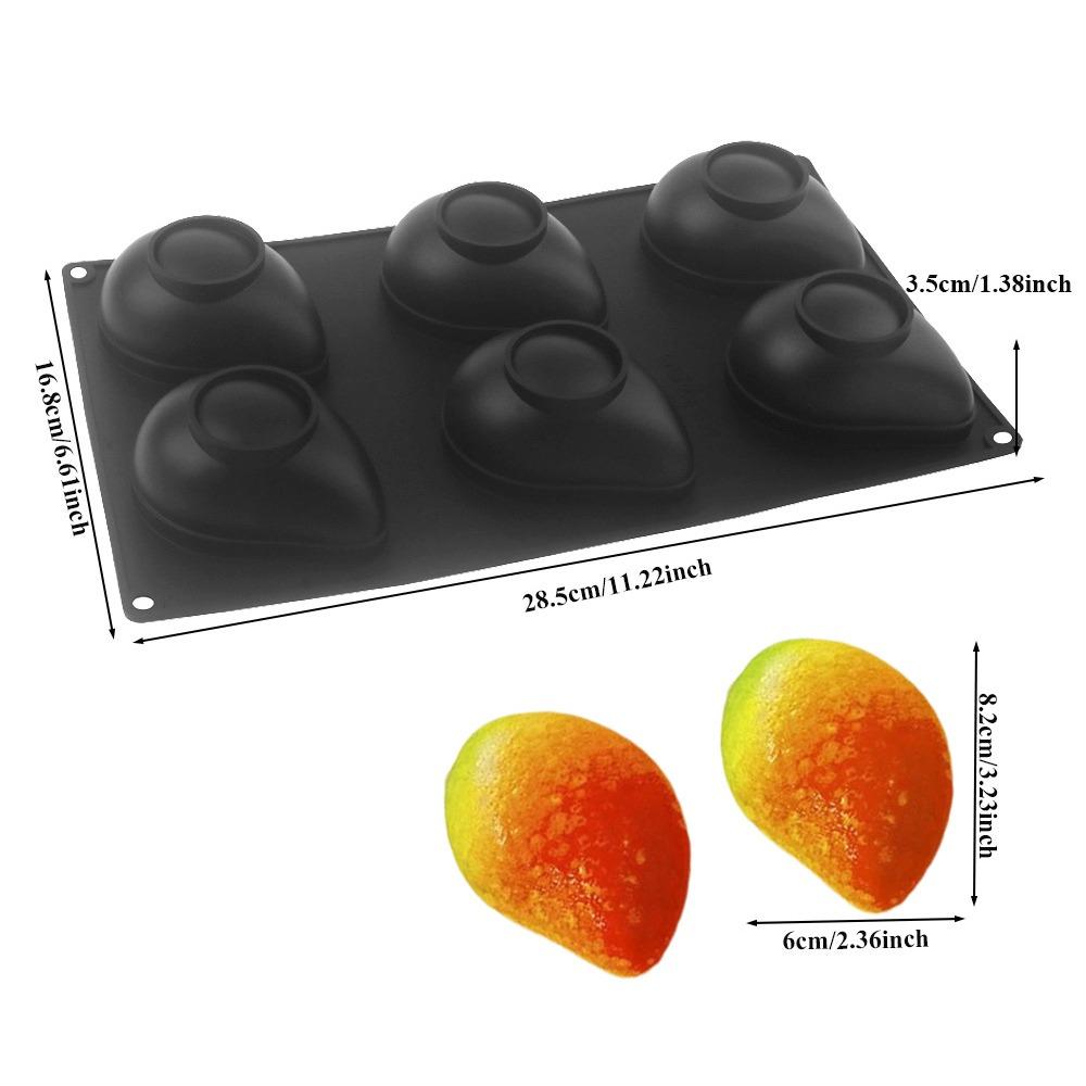 6 Cavity Mango Mousse Cake Mold Fruit Shaped Heat-Resistant Chocolate Dessert Mold DIY Food-Grade Silicone чёрный