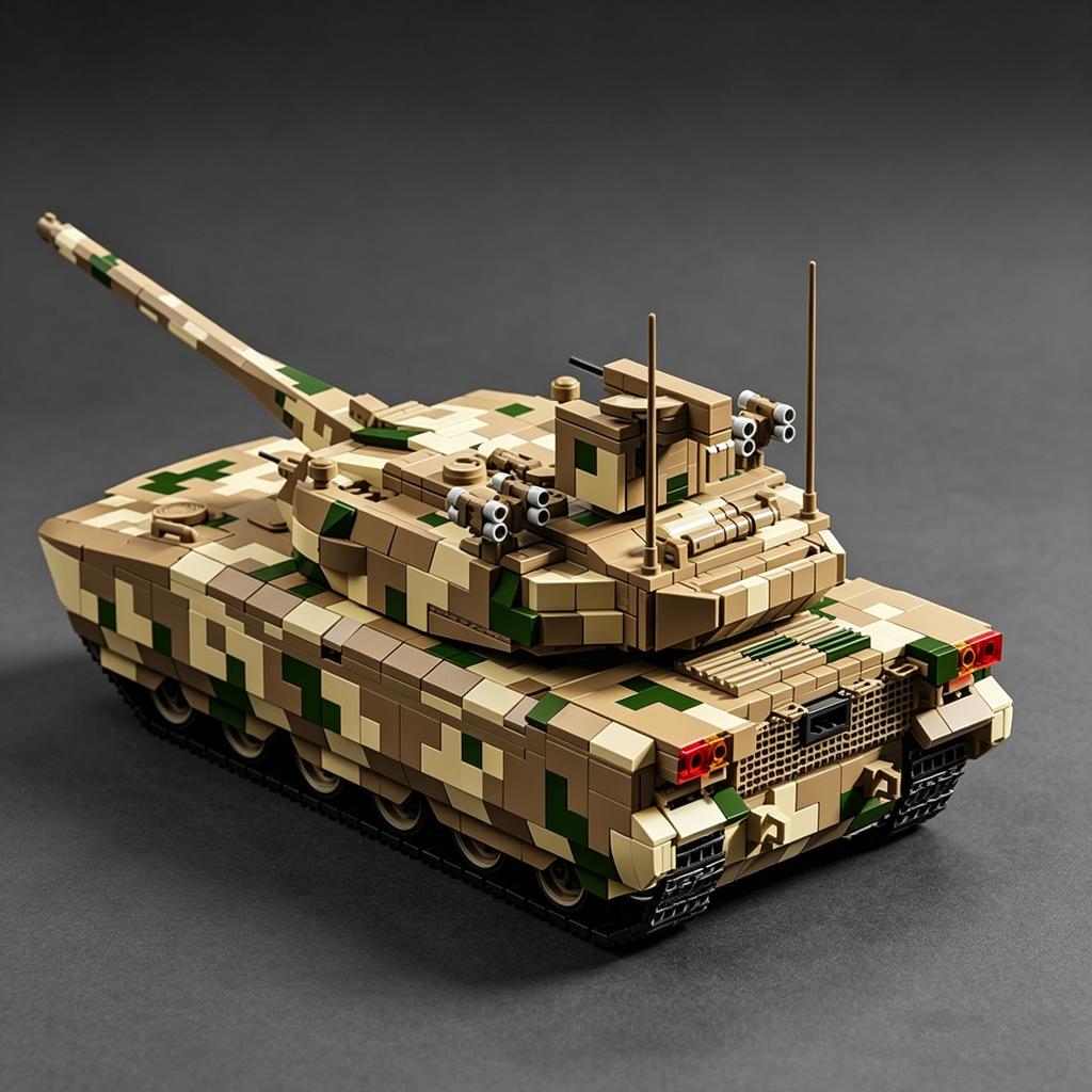 ZTZ100 Extra-Large Tank Building Block Scale Model: Tracked Off-Road Tank, Learning Educational Toy for Boys Girls, Desert Camouflage Finish