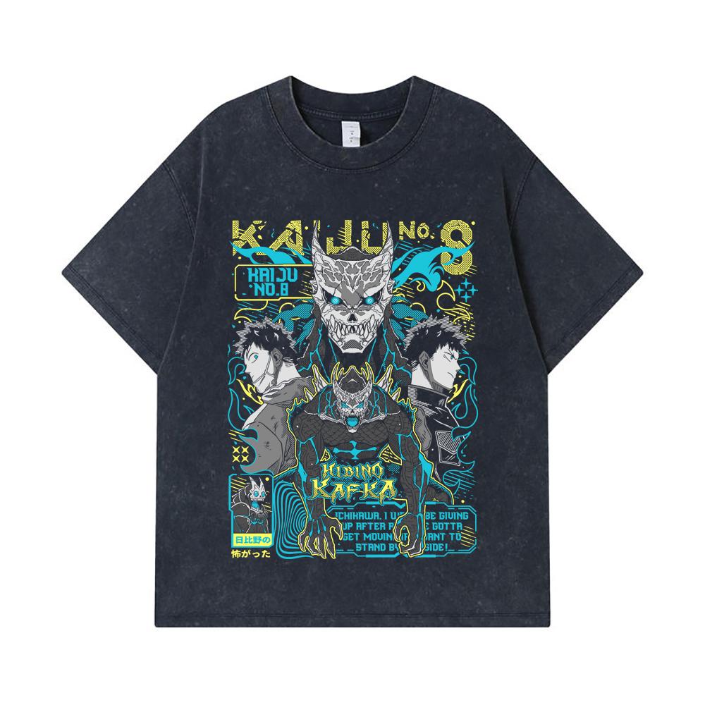 275 GSM Washed T-shirts 100% Cotton Kaiju No 8 V20 Kafka Print Unisex Heavy Cotton T Shirt