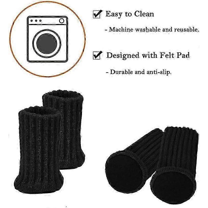 24pcs Non-slip Chair Leg Socks with Felt Pads, Double Layered Knitted Furniture Protectors for Floor Protection