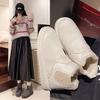 New autumn and winter snow boots warm solid color large size wool cotton boots elastic band thick sole short cotton shoes