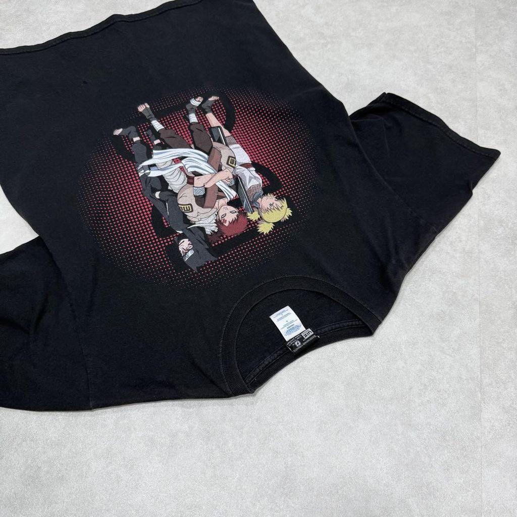 [USED] Vintage 2000s Naruto Gaara Short Sleeve Shirt, Anime, Manga, Black, Size 10