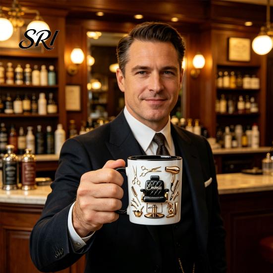 Regalo per Barbiere Professionale Tazza Personalizzata per Parrucchiere Ceramica 330ml Tazza da Caffè per Parrucchiere con Tono Oro Strumenti da Salone Elegante per Donne Uomini Compleanno