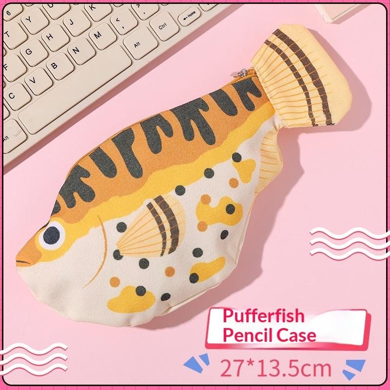 Creative Quirky Sea Fish Pencil Case Large-Capacity Fun Cartoon Organizer Bag Multi-Functional Storage Bag Stationery Case Gift