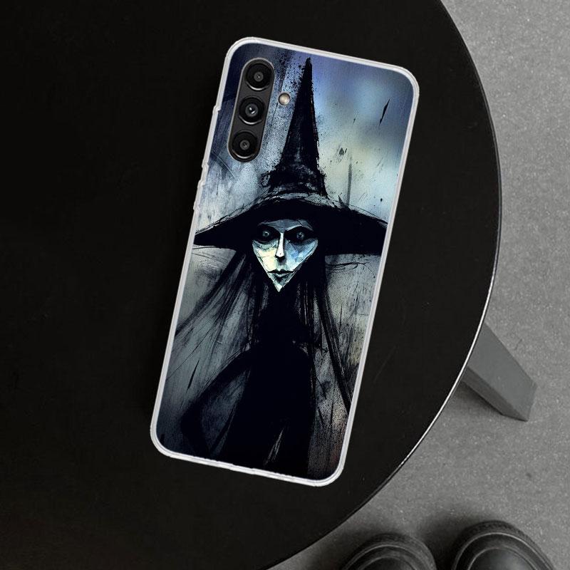 Halloween Moon Witch Horror Phone Case Cover for Samsung Galaxy A17 A16 A26 A36 A56 A57 A37 A15 A25 A35 A55 A14 A24 A34 A54 A13