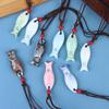 Collane Ciondolo Fischietto Pesce in Ceramica Stile Cinese Fischietto Fatto a Mano Liscio Collana con Fascino Delicato Catena per Maglione Unisex
