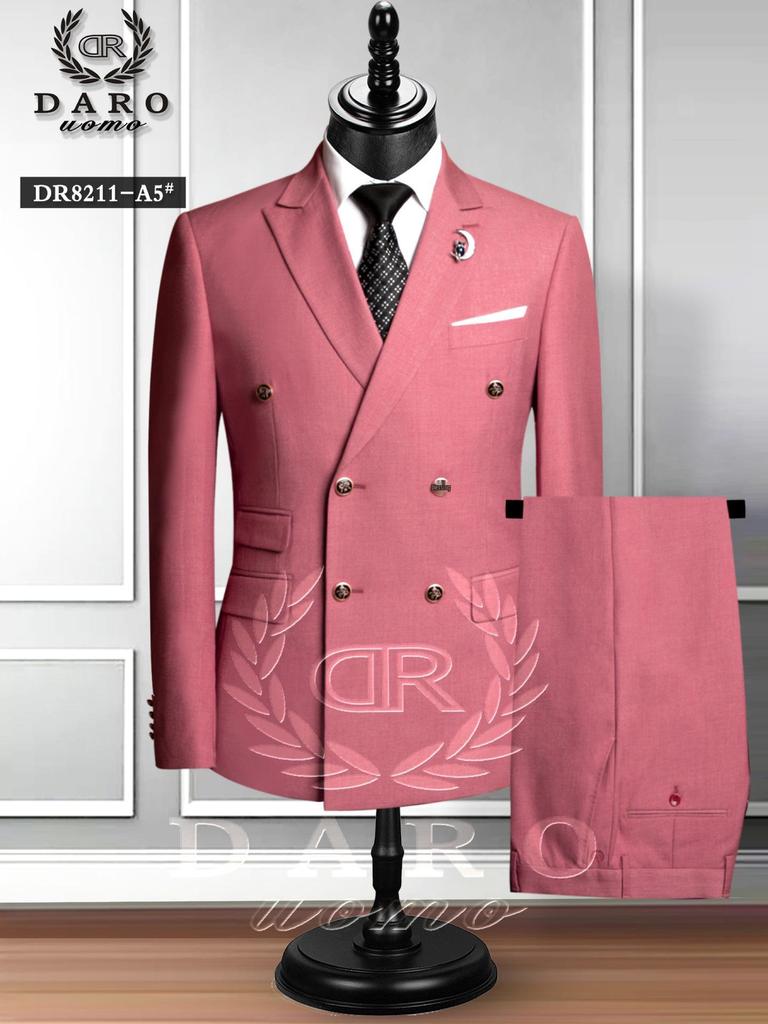 Men's Large Double-Breasted Wedding Suit & Groomsmen Two-Piece Set