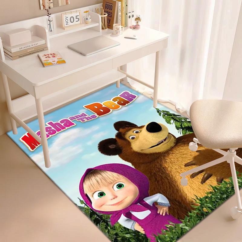 Russian animation Masha and the Bear Fairy Tale Cartoon Carpet Soft Home Living Room Bedroom Door Mat Outdoor Picnic Ground Mat rug T4