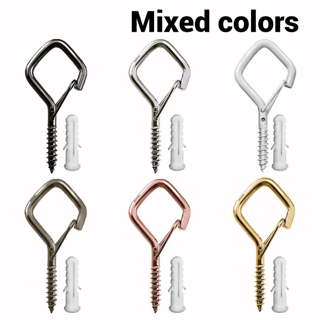 5-60Pcs Square Snap Safety Hooks Multiple Color Hook Sturdy Anti-Drop Hanging For Fixing String Lights Hanging Potted Plants