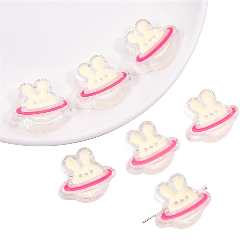 

4 шт. акриловые бусины, капающие масло, прозрачный кролик для DIY ожерелье, браслет, серьги, изготовление ювелирных изделий фуксия