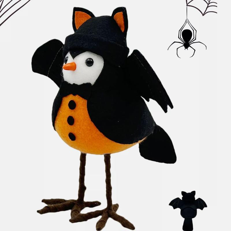 Décorations d'Halloween Douces et Veloutées Araignée Chauve-Souris et Oiseau en Peluche Pour des Expositions Festives