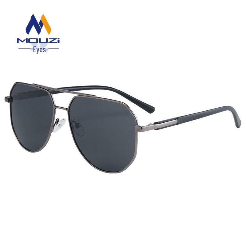 

Модные солнцезащитные очки-авиаторы с двойной перекладиной, большой оправой, поляризацией и защитой от УФ-лучей