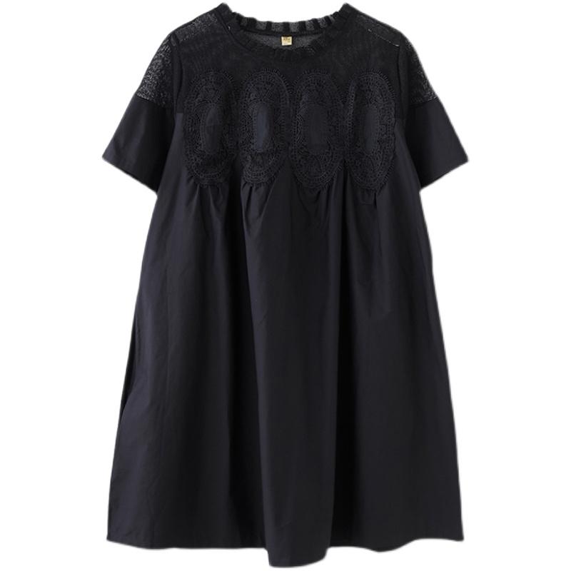 Trumpomis rankovėmis plius dydžio medvilninė laisvalaikio laisvi mini suknelė