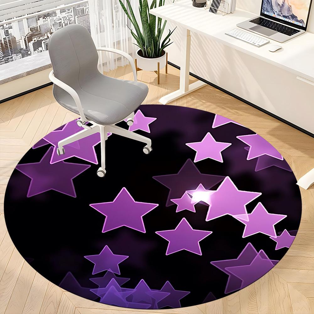 1pc Purple Stars Chair Carpet for Office, Indoor Non Slip Washable Polyester Fiber Carpet,