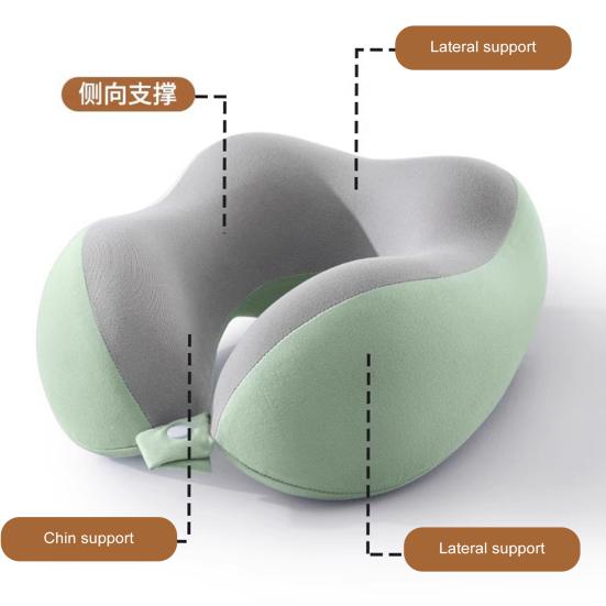 U-Shaped Neck Pillow Memory Foam Travel Neck Cushion Slow Rebound Neck Support Pillow with Storage Box for Cars Flights Home Office