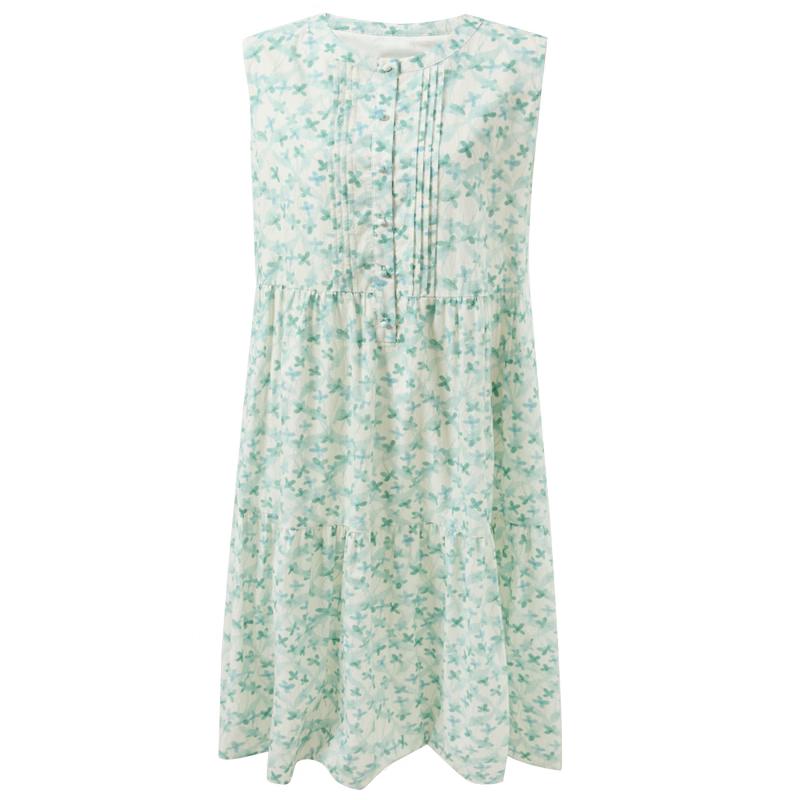 Women s 100% Cotton Floral Print Sleeveless A-line Maxi Dress S