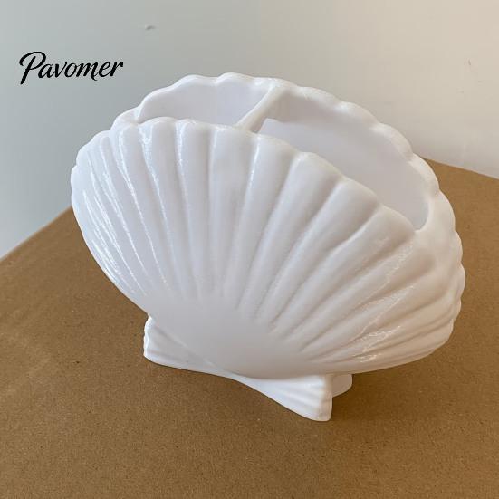 Moisture Proof Bathroom Container Shell Shape Toothbrush Holder for Countertop, 2 Compartments Waterproof Multi Compartment Storage Desktop Organizer,