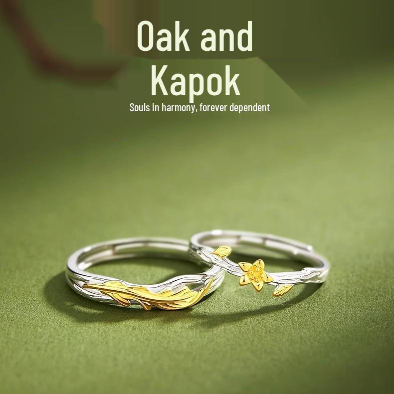 Oak & Kapok Couples' Rings: 925 Sterling Silver Matching Rings for Men & Women - Perfect Birthday Gift for Your Girlfriend or Boyfriend.