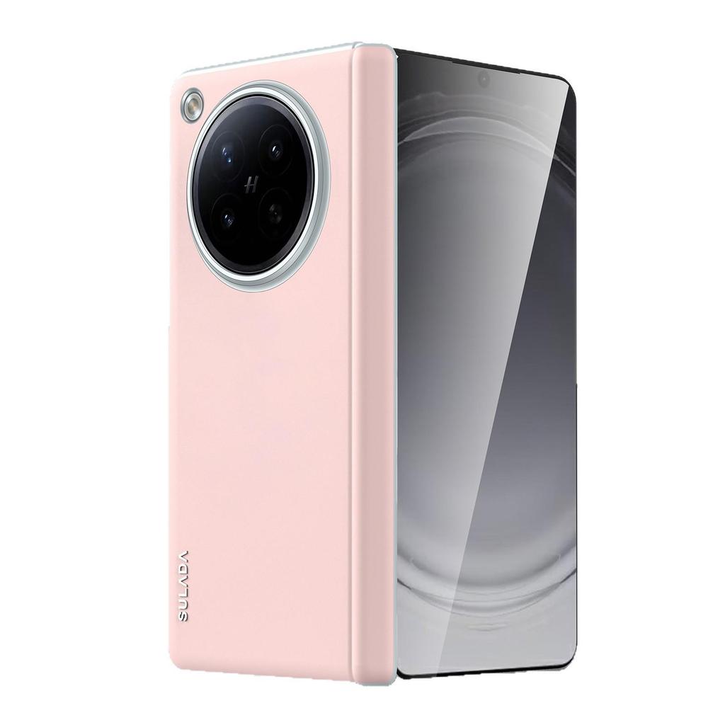 Compatible with OPPO Find N6: Magnetic, Fully Enclosed Leather Phone Case with Middle Axis Hinge.