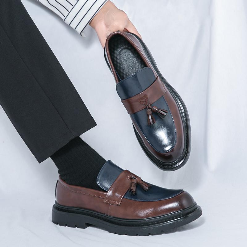 Men Retro Tassel Shoes Men Thick Soled Versatile Fashionable Small Leather Shoes Men One Foot Business Office Shoes Size 38-46