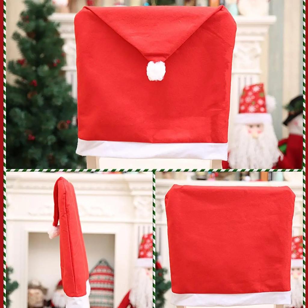 6 stuks - Rode stoel, Kerstmuts, niet-geweven tafel, comfortabele en zachte vakantieartikelen