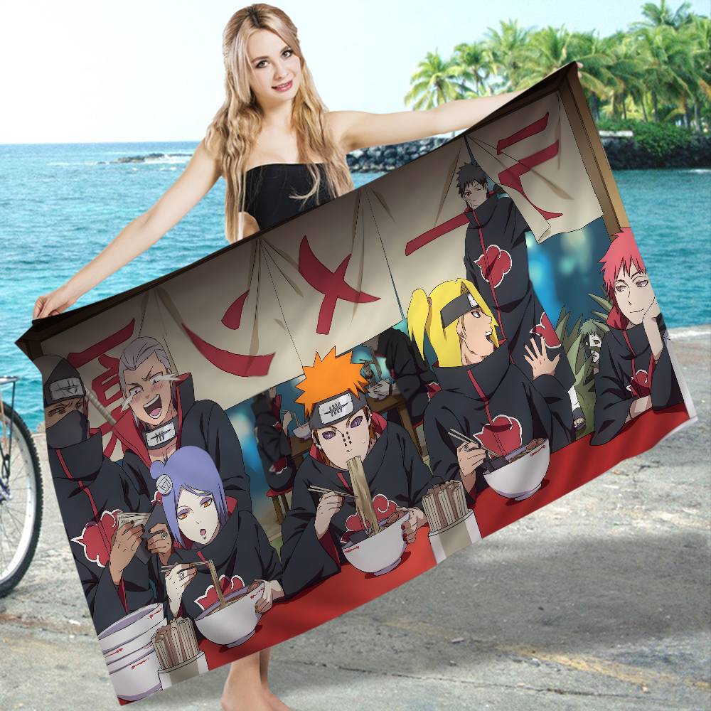 Classic Anime N-Naruto-S-Akatsuki Microfiber Blanket Drying Beach Towels Oversized Printing Super Absorbent Pool Towel Blanket