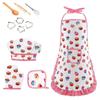 Kitchen Toys Baking Pretend Play Cooking Tools Little Girls Chef Apron Set Pink Costume Educational Dress Up Toys Gift
