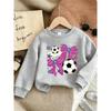 European sizes Cute Print Pattern 0-3 Years Old  Kids Spring Thin Round Neck Sweatshirt Bow And Soccer Design Highlights Comfortable Outdoor Wear