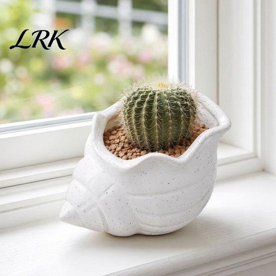 3D Printed Flowerpot Conch Flower Pot, Moisture-Resistant Mini Planter with Wavy Edge And Small Pot Drain Hole Design, Ocean Style for Pothos
