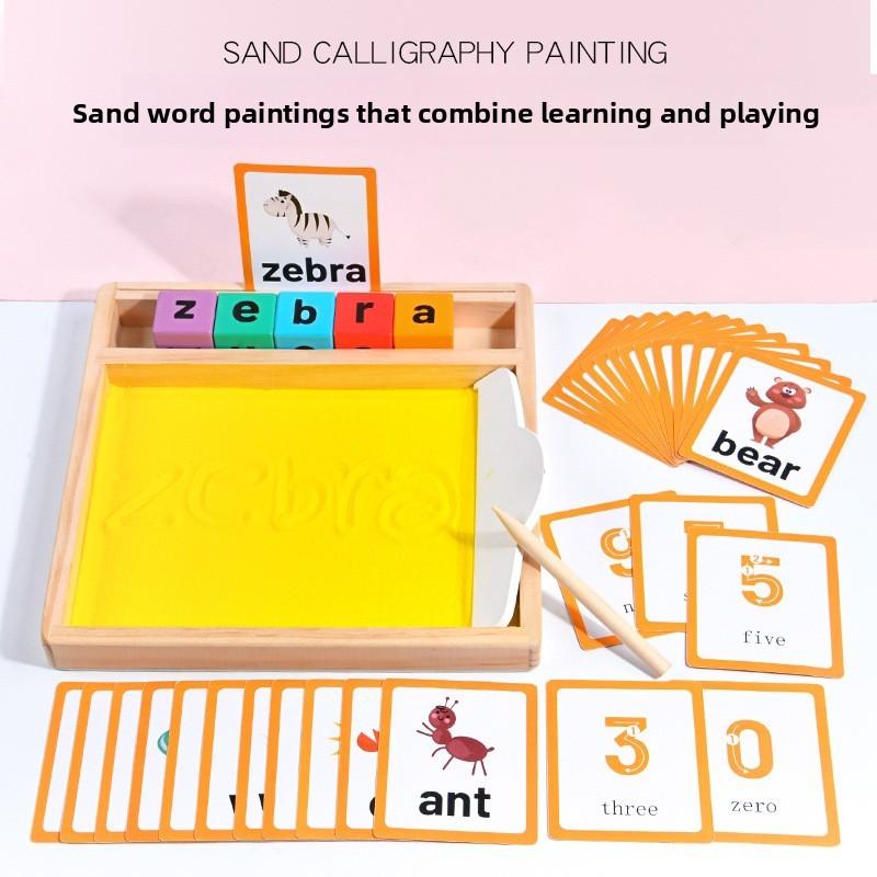 Letter Words Spell Wooden Sandboard Learning Toy For Early Childhood Education
