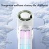 Portable Handheld Fan, USB Rechargeable Digital Display Fan, Foldable Desktop Fan, Cooling & Ice Compress Hanging Neck Fan with Lanyard