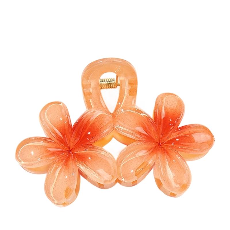 

Practical Plastic Hair Claw Clip Color Design Double Flower Shape Nonslip Grip For Long Hair Styling And Casual Wear