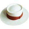 French Elegant Retro White Hand-Woven Flat Top Top Hat Women'S Summer Sunshade Vacation Foreign Trade Panama Straw Hat