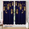 Pack Golden Lantern Crescent Curtains Flat Print Ramadan Eid Decoration Filters Light Privacy Perfect Bedroom Curtain For Master Made Of Polyester