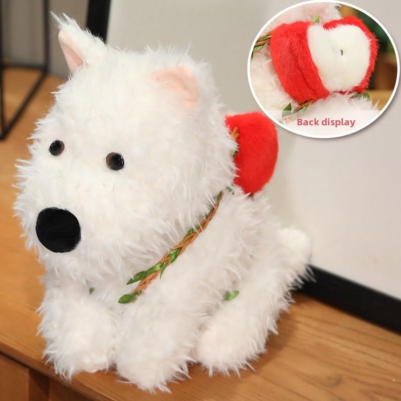 Highland Terrier West Plush Doll With Avocado Apple Backpacks Bow Decor Gift For