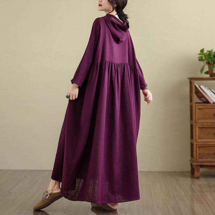 

Floral Printing Plus Size Women Dress Long Sleeve Loose Oversize Casual O Neck Long Hat Style 5057 one size темно-фиолетового