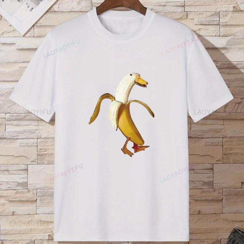 

Vintage Unisex Harajuku Tshirt Banana Duck Pattern Print Unisexs Comfy Cotton Lady Tshirt Summer Graphic Boys Tee Black Humor S