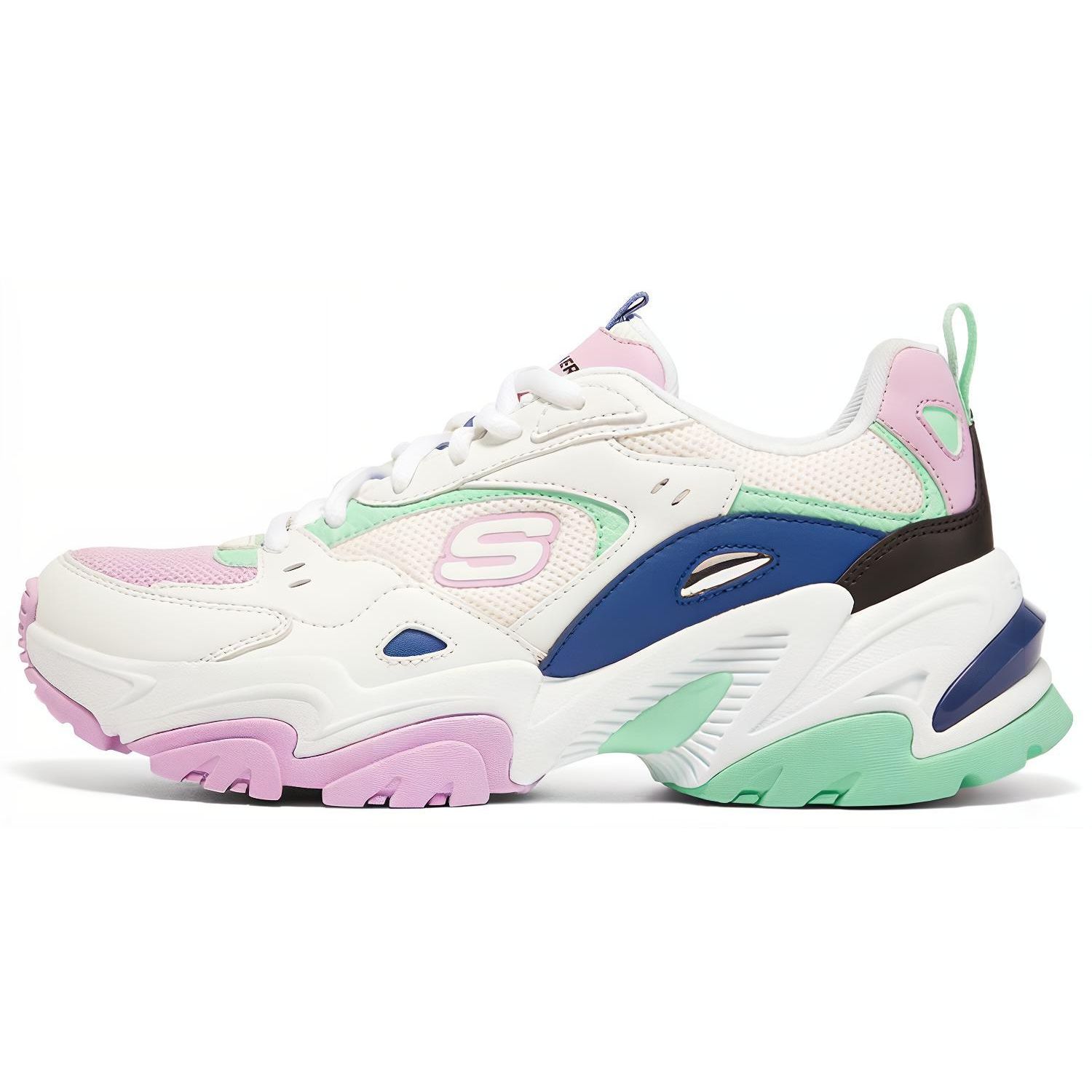 Skechers Stamina V2 Mesh Synthetic Leather Comfortable Low-Top Dad Shoes Women sneakers Colorful 149513-WBKB 35