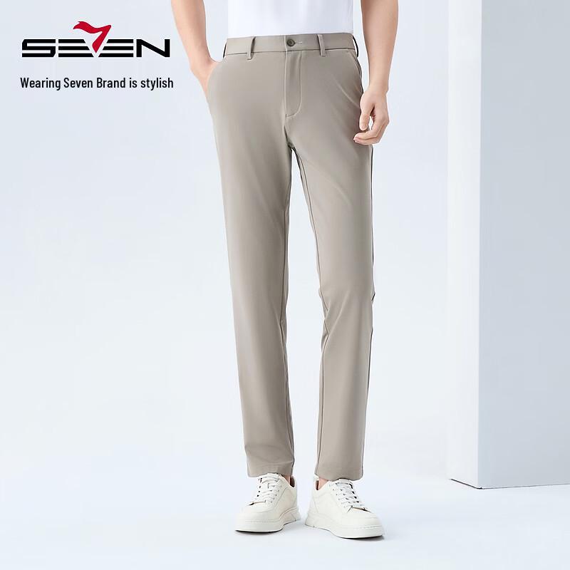SEVEN Men's Mulberry Silk Blend Business Casual Trousers