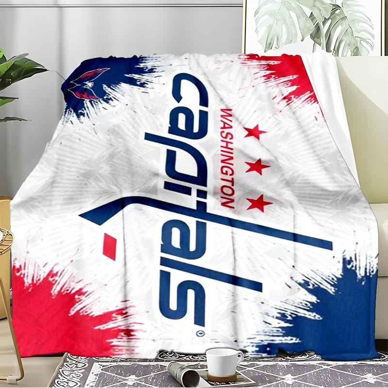 Capitals Ice Hockey Blanket Flannel Throw for Sofa, Indoor, Camping, Living Room, Office, Chair, And Bed Soft Birthday Gift