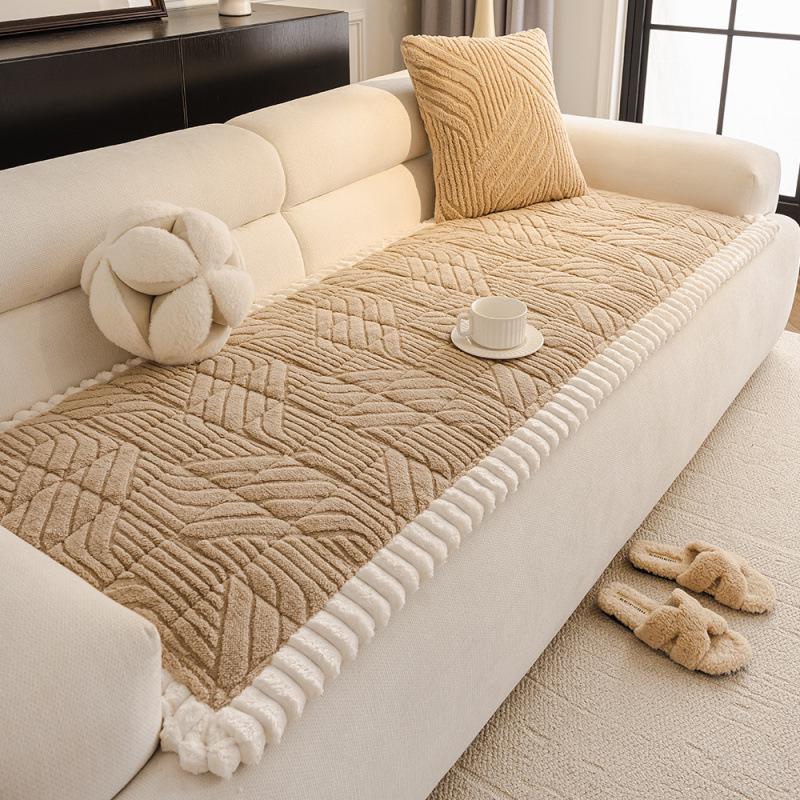 Thickened Plush Sofa Cushion Cover - Anti-Slip, High-Quality for Autumn/Winter
