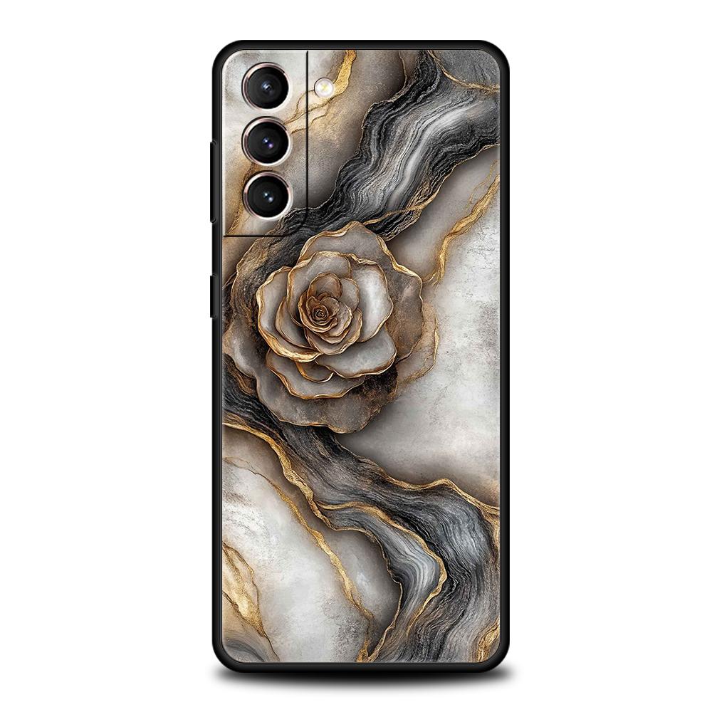 Flower Marble Phone Case For Samsung Galaxy S25 Edge S24 S23 S22 Ultra S20 S21 FE 5G S10 S9 Plus S10E Soft Cover