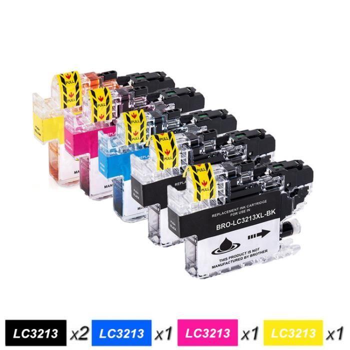 Lot de 5 Cartouches d'encre Compatible Brother LC3213 - Noir-Cyan-Magenta-Jaune