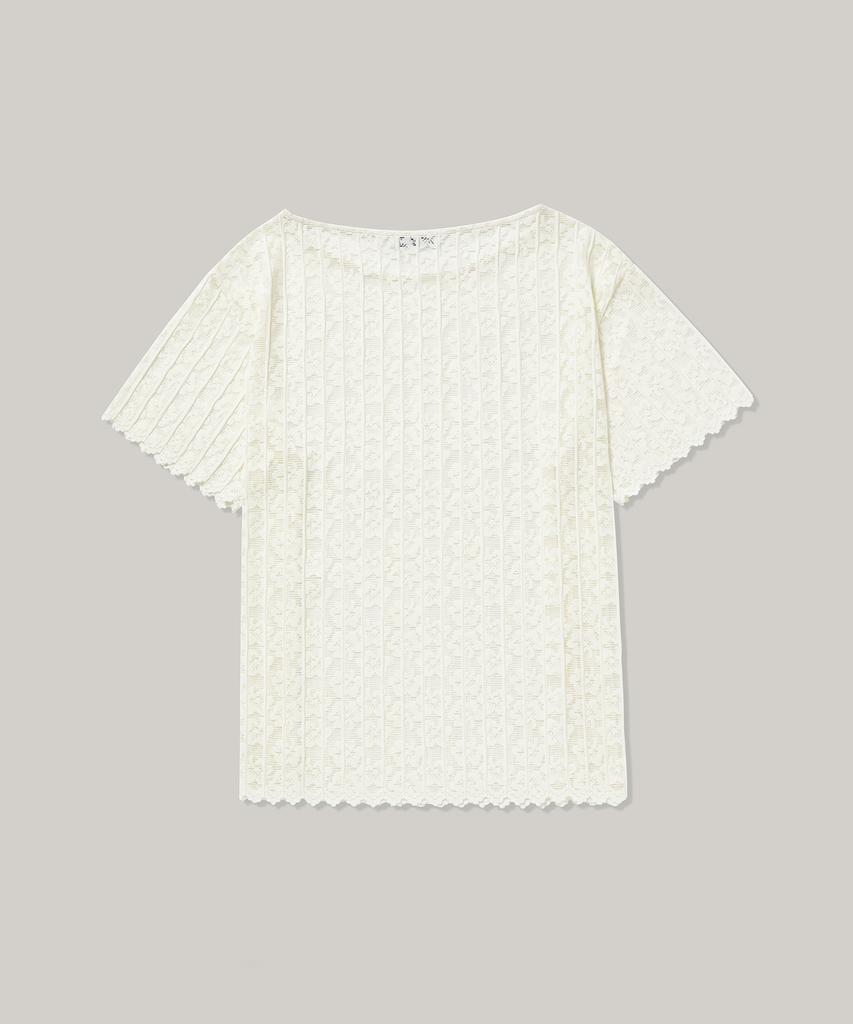 BETWEEN A AND B Floral Lace Sheer Blouse [Cream]