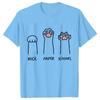 Schere Stein Papier Lustiges Katzenpfotenabdruck T-Shirt Damen Sommer Weiche Oversized Tops Mode Lässig Kurzarm Street T-Shirt