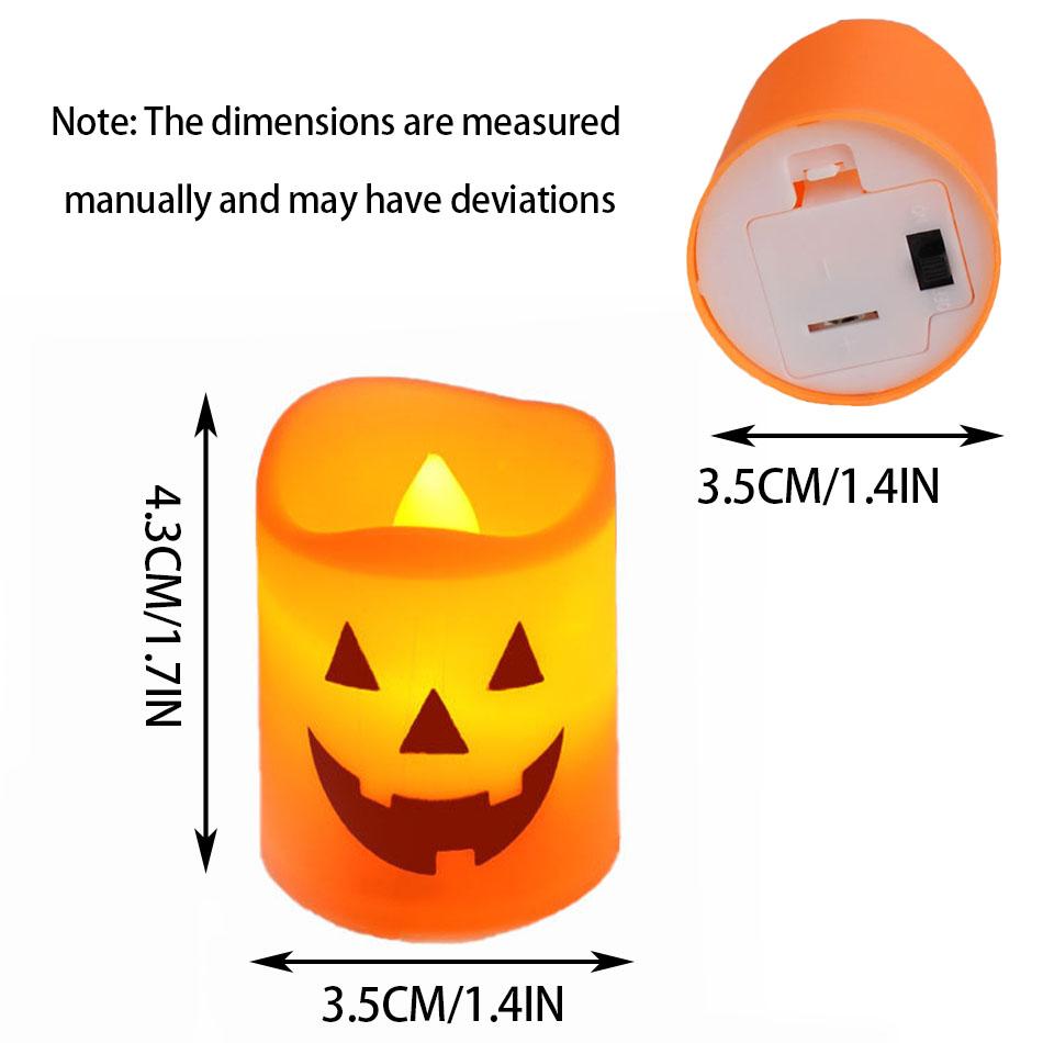 Hot 6PCS Halloween Pumpkin LED Electronic Candle Light Battery Powered Flameless Candles Home Decor Lamp Party Ornaments Props