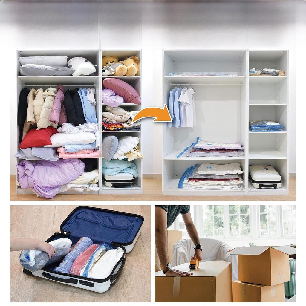 PA Transparent Vacuum Compression Storage Bag for Clothes and Quilts - Multiple Sizes Available